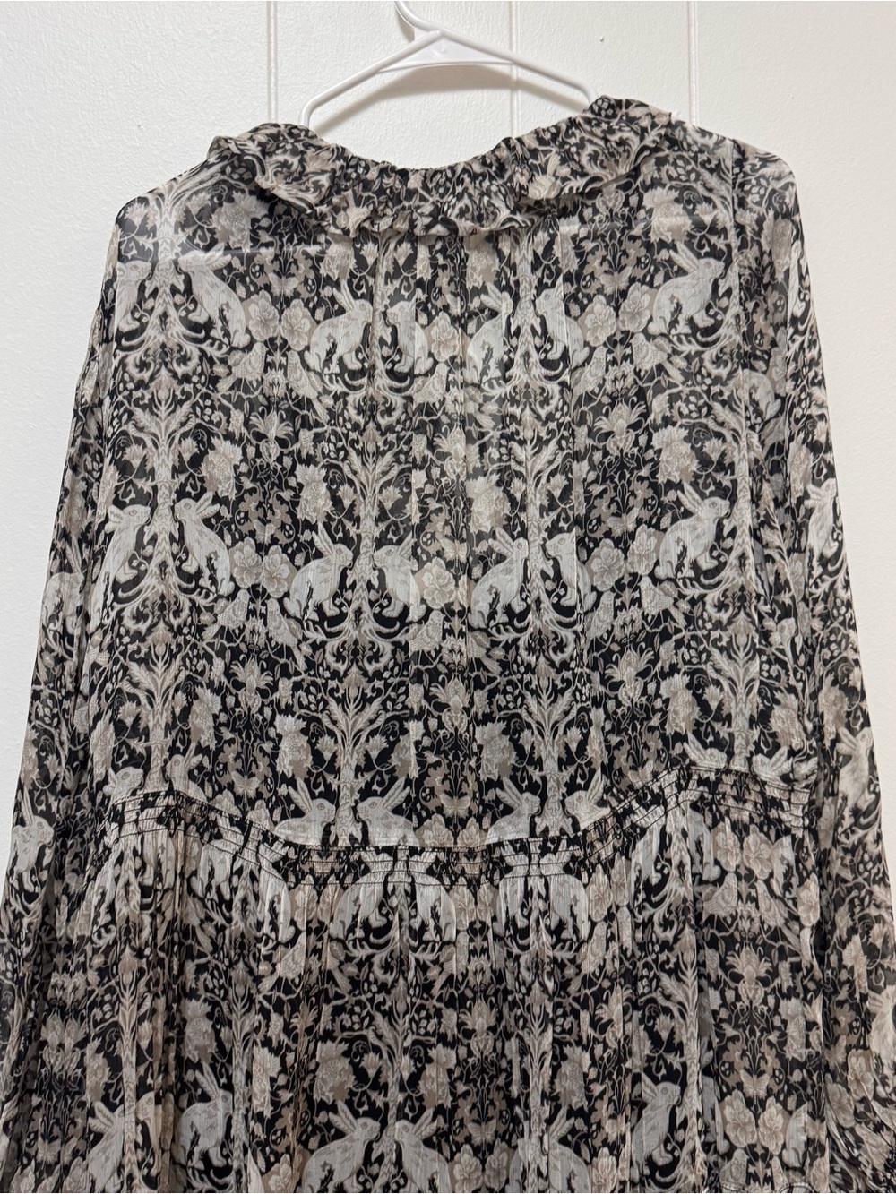 Anthropologie The Marais in Black White Rabbit Print Chiffon Maxi Dress Large - Picture 12 of 12